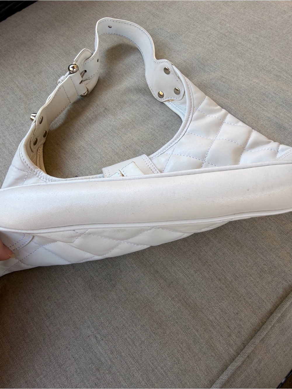 Burberry White Quilted hobo Shoulder Bag with Silver Hardware*Read Description - Picture 4 of 16